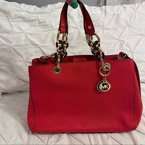 Red Orange Handbag with Resin/Gold